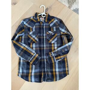 Men's Levis Plaid Western Button Down Shirt Size Small Blue Yellow Americana